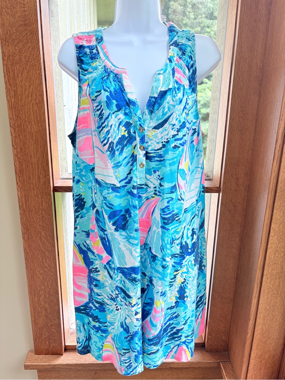 Lilly Pulitzer Hey Bay Bay Essie Blue Nautical Print Sleeveless Dress Large